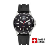 DFB quartz watch men's watch silicone black, (analogue watch), men's watch round, large (approx. 42mm), silicone strap black, football sport