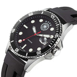 DFB quartz watch men's watch silicone black, (analogue watch), men's watch round, large (approx. 42mm), silicone strap black, football sport