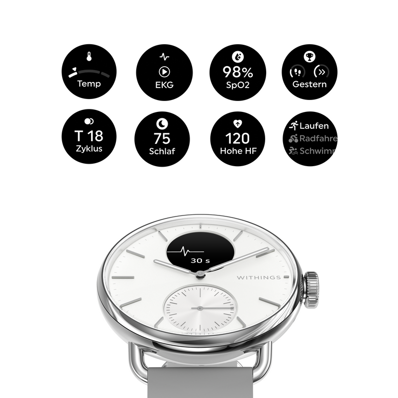 Withings Scanwatch 2 - 38mm + Gratis Withings Lederarmband Schwarz
