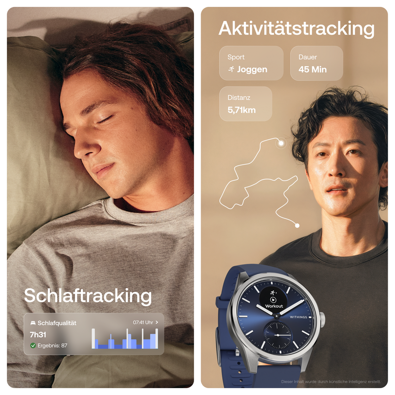 Withings ScanWatch 2 - Blau 42mm + Gratis Withings Lederarmband