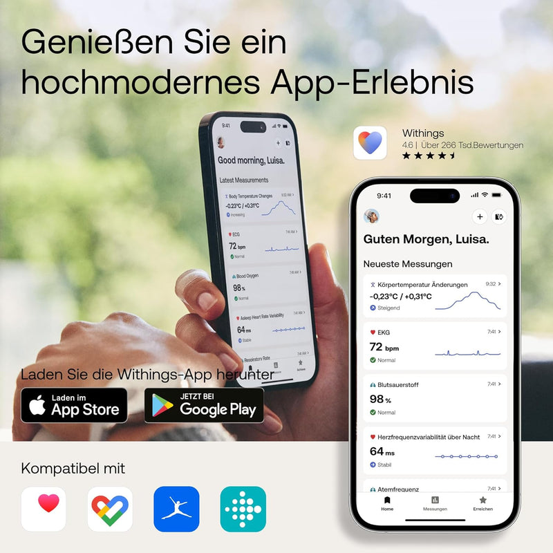 Withings Scanwatch 2 - 38mm + Gratis Withings Lederarmband Schwarz