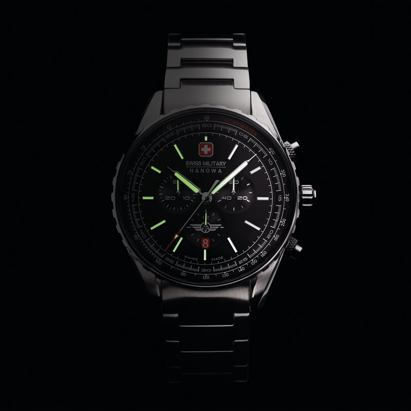 Orologio da uomo Swiss Military Hanowa cronografo in acciaio inossidabile nero 42 mm orologio da uomo cronografo con bracciali