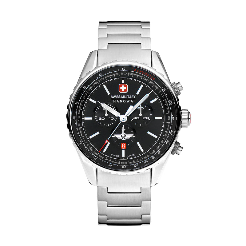 Orologio da uomo Swiss Military Hanowa cronografo in acciaio inossidabile nero 42 mm orologio da uomo cronografo con bracciali