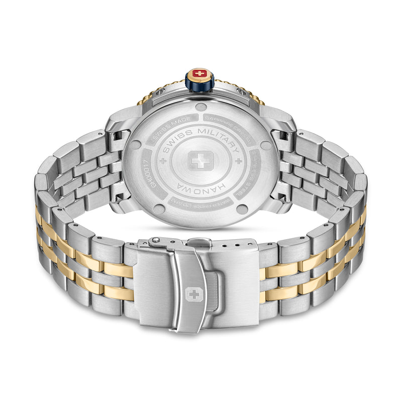 Swiss Military Hanowa Orologio Marlin Nero da Uomo 42mm Orologio da Uomo in Acciaio Inossidabile Blu/Oro Orologio da Polso Cronografo Orologio Subacqueo