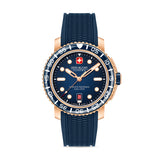 Orologio da uomo Swiss Military Hanowa Black Marlin 45mm Blu/Oro rosa Orologio da uomo in acciaio inossidabile/gomma Orologio subacqueo Cronografo