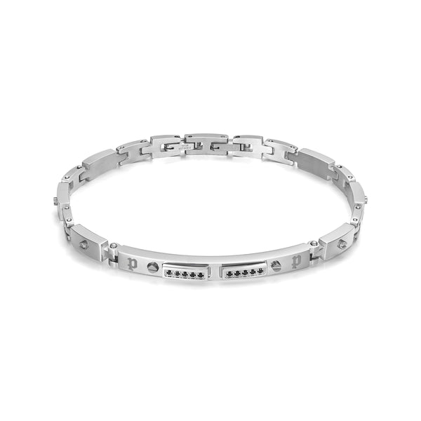 Bracciale da uomo Police in acciaio inossidabile argento catena da 21 cm bracciale da uomo gioielli in acciaio catena da uomo catena in argento