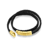 Police Men's Leather Bracelet Black/Gold Herren Armband Leder Armbänder Herrenarmband Schmuck