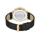 Police Herren Chronograph Uhr Leder Armband Schwarz Gold 42mm Herrenuhr Chronographen