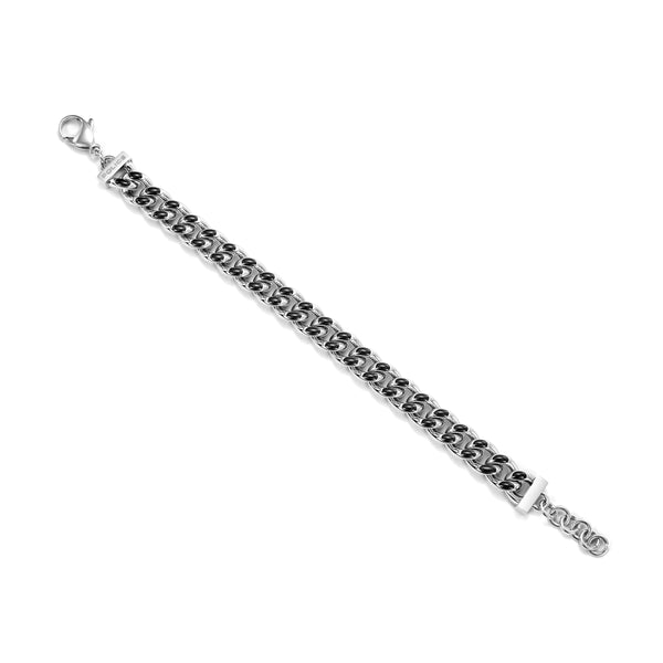 Bracciale da uomo Police Catena Argento/Nero 21 cm Bracciale da uomo in acciaio inossidabile Catena di gioielli Catena da uomo Argento