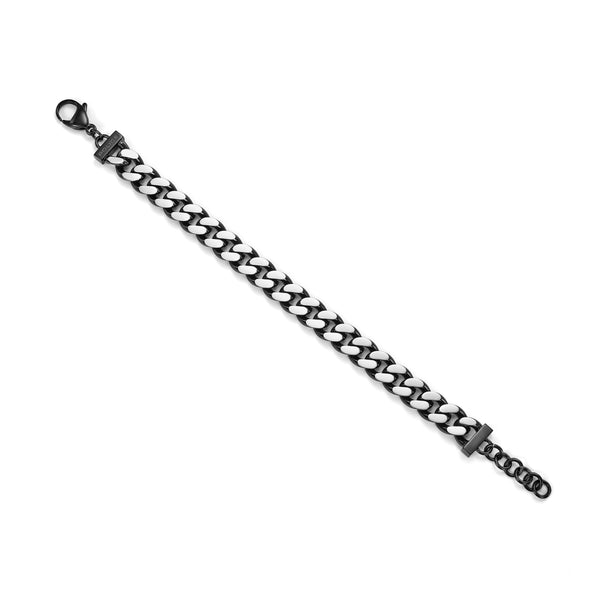 Police Bracciale da uomo con catena in acciaio inossidabile nero 21 cm - Bracciale da uomo con catena in argento nero Bracciale da uomo con catena in acciaio inossidabile con catena in argento Bracciale nero