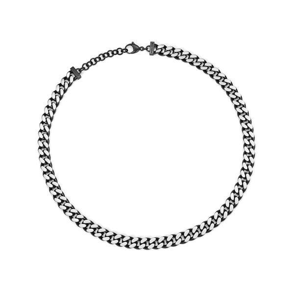 Police Men's Chain Necklace Link Chain Silver Black Stainless Steel