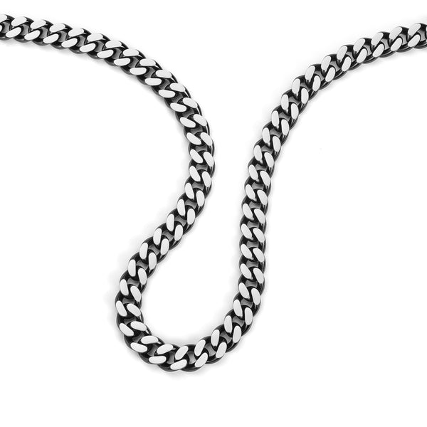 Police Men's Chain Necklace Link Chain Silver Black Stainless Steel