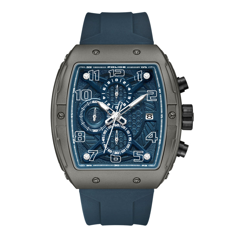 Orologio cronografo da uomo Police Blu/Grigio 44 mm Bracciale in acciaio inossidabile/silicone - Orologio da uomo Cronografo da uomo