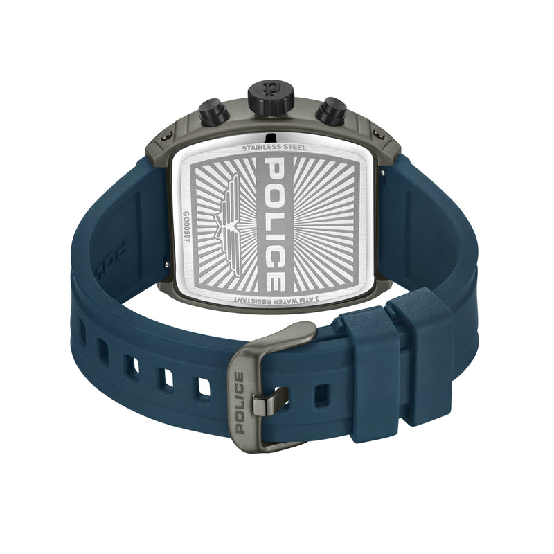 Orologio cronografo da uomo Police Blu/Grigio 44 mm Bracciale in acciaio inossidabile/silicone - Orologio da uomo Cronografo da uomo