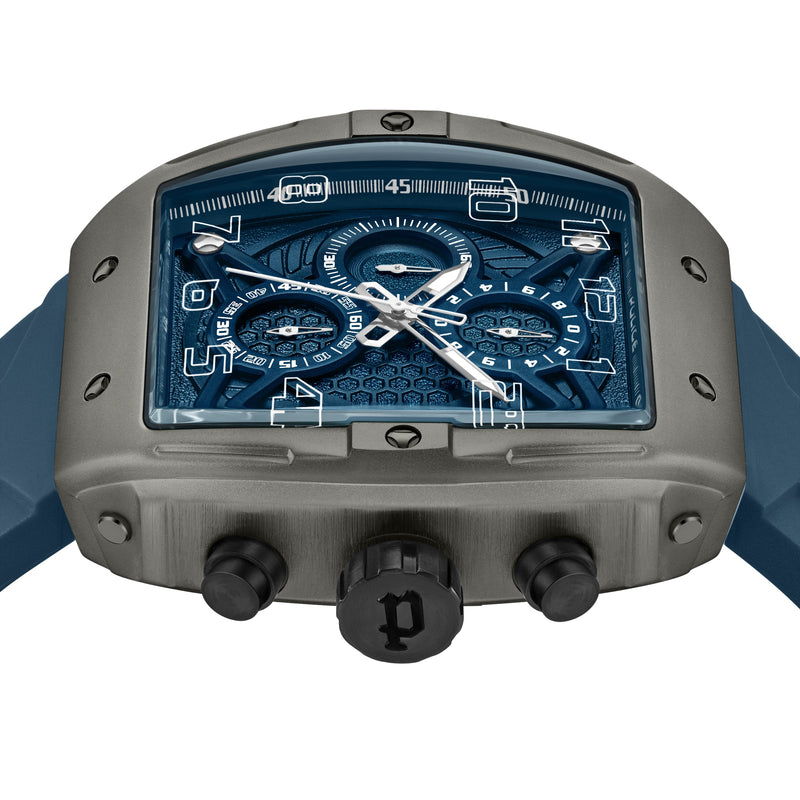 Orologio cronografo da uomo Police Blu/Grigio 44 mm Bracciale in acciaio inossidabile/silicone - Orologio da uomo Cronografo da uomo