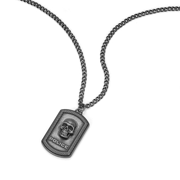 Collana a catena da uomo della polizia in argento con ciondolo teschio in acciaio inossidabile Collana a catena da uomo in argento