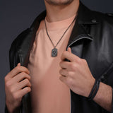 Police Men's Chain Necklace Silver Stainless Steel Skull Pendant Men's Chain Necklace Silver