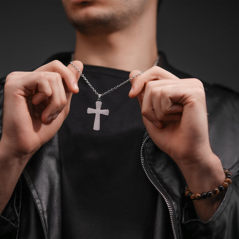 Police Men's Chain Cross Silver 50 cm Stainless Steel Necklace Pendant Chain Silver Chain Men's Chain