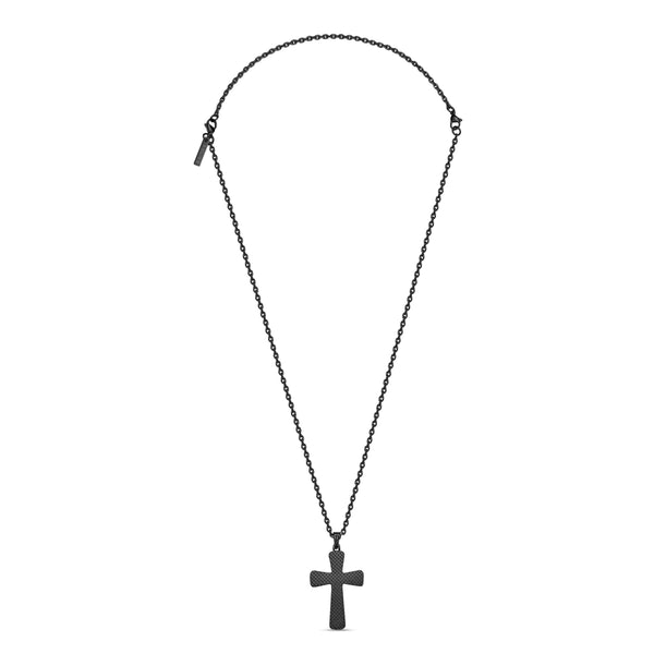 Police Men's Chain Cross Black Stainless Steel Necklace Pendant Men's Chain Necklace Silver Chain