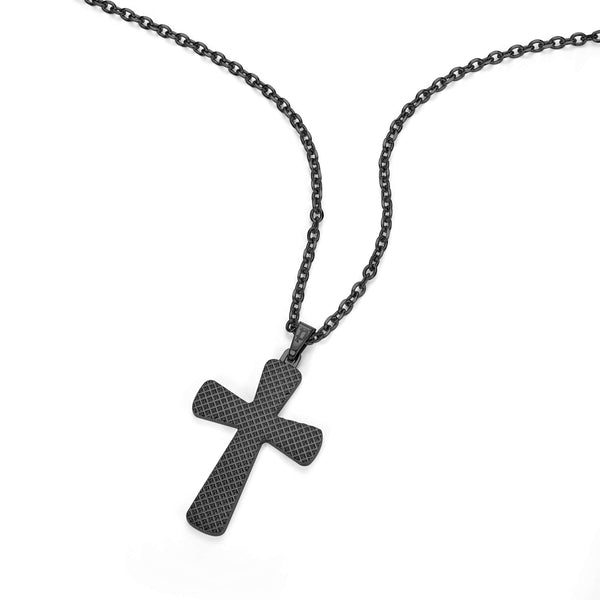 Police Men's Chain Cross Black Stainless Steel Necklace Pendant Men's Chain Necklace Silver Chain