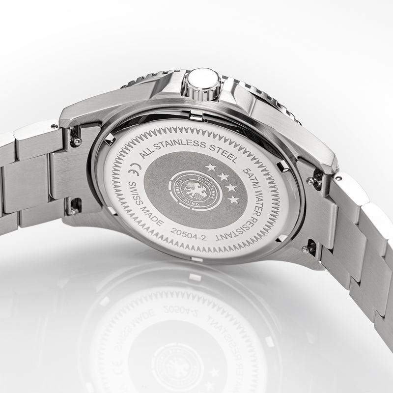 DFB GERMAN FOOTBALL BUND quartz watch stainless steel silver one size men's Swiss movement 42 mm 20504-1E, 20504-2E, 20504-3E