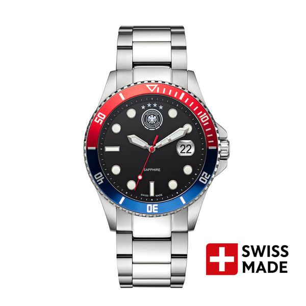 DFB DEUTSCHER-FUSSBALL-BUND Quarzuhr Edelstahl silber onesize Herren Schweizer Uhrwerk 42 mm 20504-1E, 20504-2E, 20504-3E