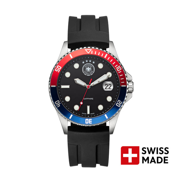 DFB DEUTSCHER-FUSSBALL-BUND Quarzuhr Edelstahl silber onesize Herren Schweizer Uhrwerk 42 mm 20504-1, 20504-2, 20504-3