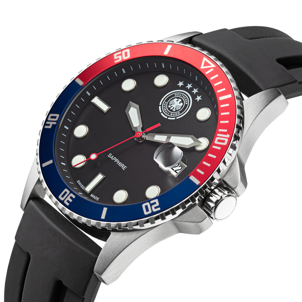 DFB DEUTSCHER-FUSSBALL-BUND Quarzuhr Edelstahl silber onesize Herren Schweizer Uhrwerk 42 mm 20504-1, 20504-2, 20504-3