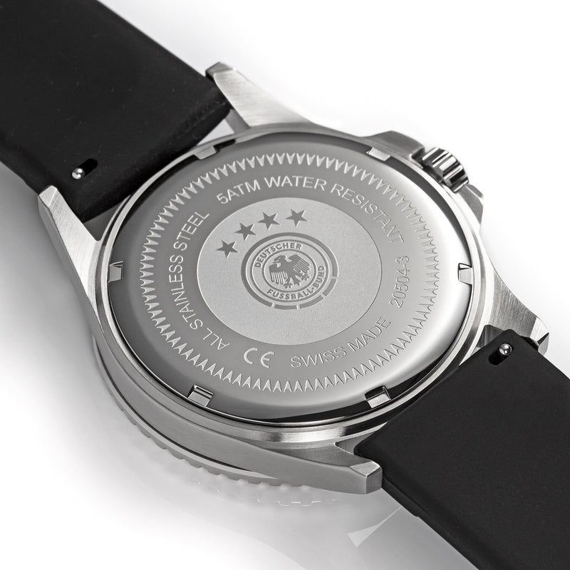DFB GERMAN FOOTBALL BUND quartz watch stainless steel silver one size men's Swiss movement 42 mm 20504-1, 20504-2, 20504-3