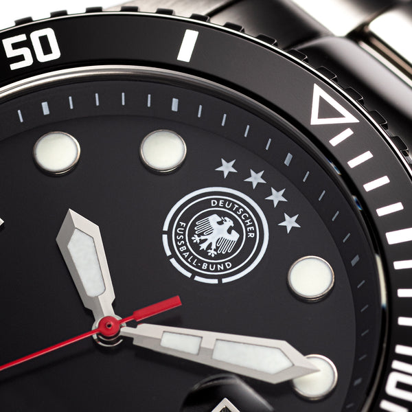 DFB DEUTSCHER-FUSSBALL-BUND Quarzuhr Edelstahl schwarz onesize Herren Schweizer Uhrwerk 42 mm 20504-1E, 20504-2E, 20504-3E