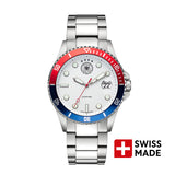 DFB Quarzuhr Herrenuhr Edelstahl silber, (Analoguhr), Herrenuhr rund, groß (42mm), Edelstahlarmband silber, Fußball-Sport
