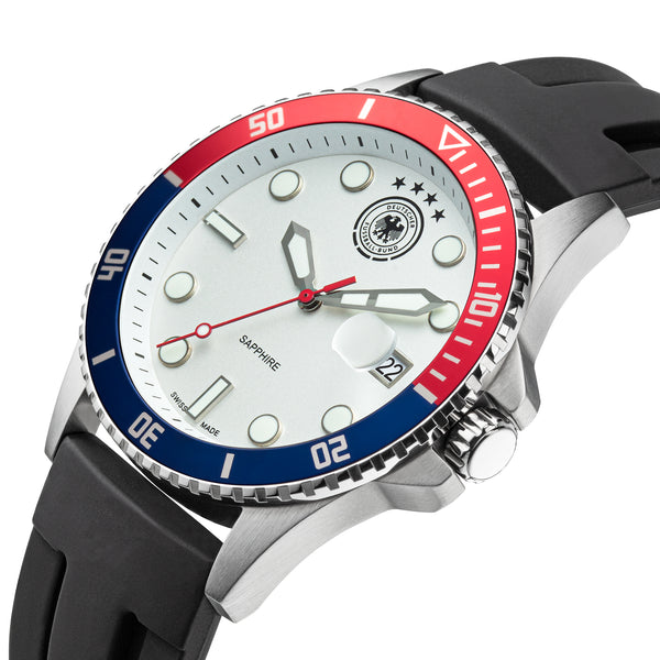 DFB DEUTSCHER-FUSSBALL-BUND Quarzuhr Edelstahl weiß onesize Herren Schweizer Uhrwerk 42 mm 20504-1, 20504-2, 20504-3