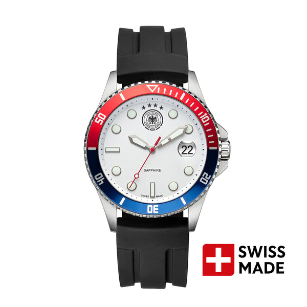 DFB DEUTSCHER-FUSSBALL-BUND Quarzuhr Edelstahl weiß onesize Herren Schweizer Uhrwerk 42 mm 20504-1, 20504-2, 20504-3