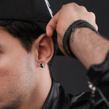 Police Herren Ohrringe Edelstahl Schwarz Silber Creolen Ohrschmuck Ohrringe Herren