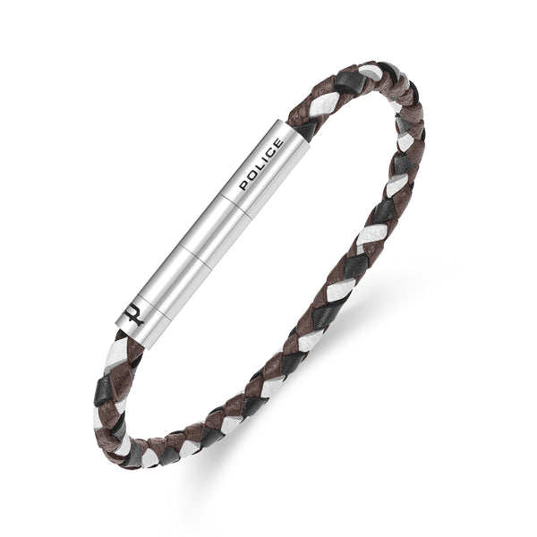 Police Men's Bracelet Leather Brown/Black/White Braided Men's Bracelet Leather Bracelet Jewelry Men