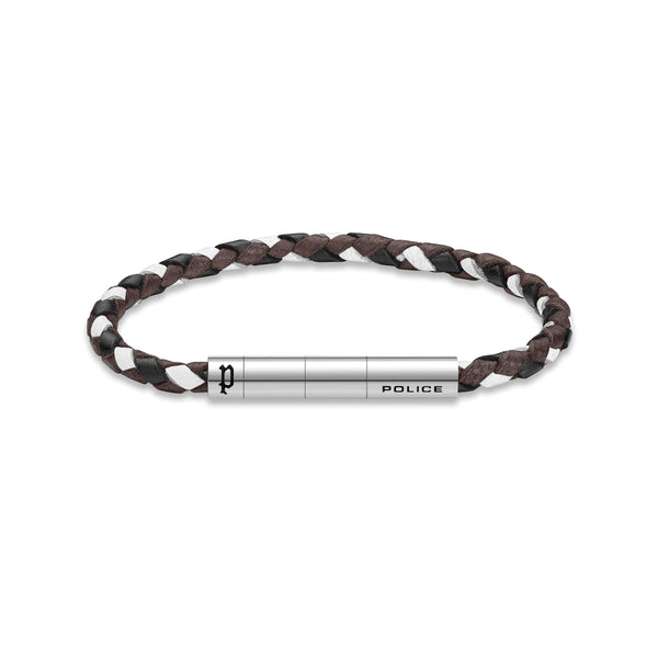 Police Men's Bracelet Leather Brown/Black/White Braided Men's Bracelet Leather Bracelet Jewelry Men