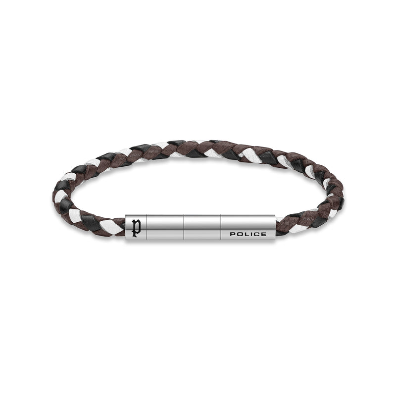 Police Men's Bracelet Leather Brown/Black/White Braided Men's Bracelet Leather Bracelet Jewelry Men
