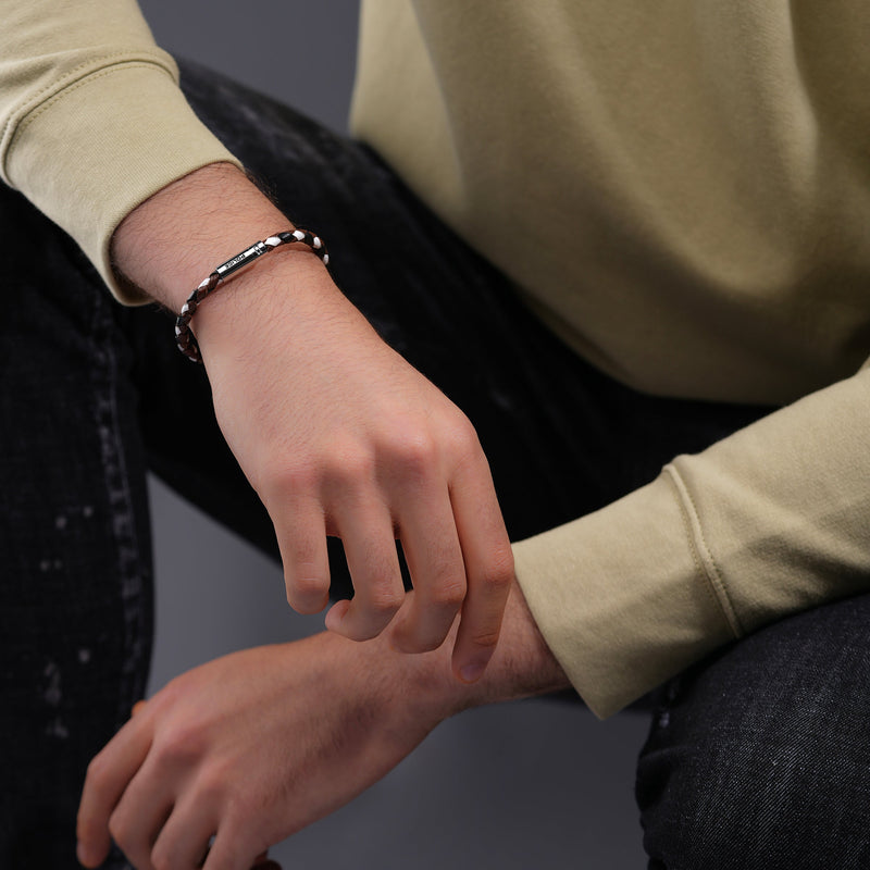 Police Men's Bracelet Leather Brown/Black/White Braided Men's Bracelet Leather Bracelet Jewelry Men