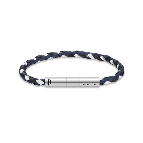 Police Men's Leather Bracelet Blue/White/Black Braided Leather Bracelet Men's Bracelet Leather Band Men's Jewelry