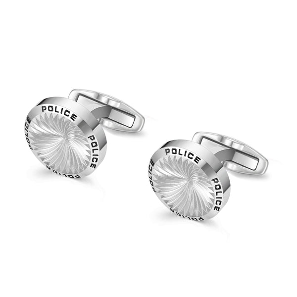 Police Herren Manschettenknöpfe Silber Metall - Manschettenknöpfe Herren - Hochzeit - Geschenk - Business - Mode