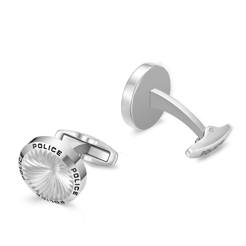Police Herren Manschettenknöpfe Silber Metall - Manschettenknöpfe Herren - Hochzeit - Geschenk - Business - Mode
