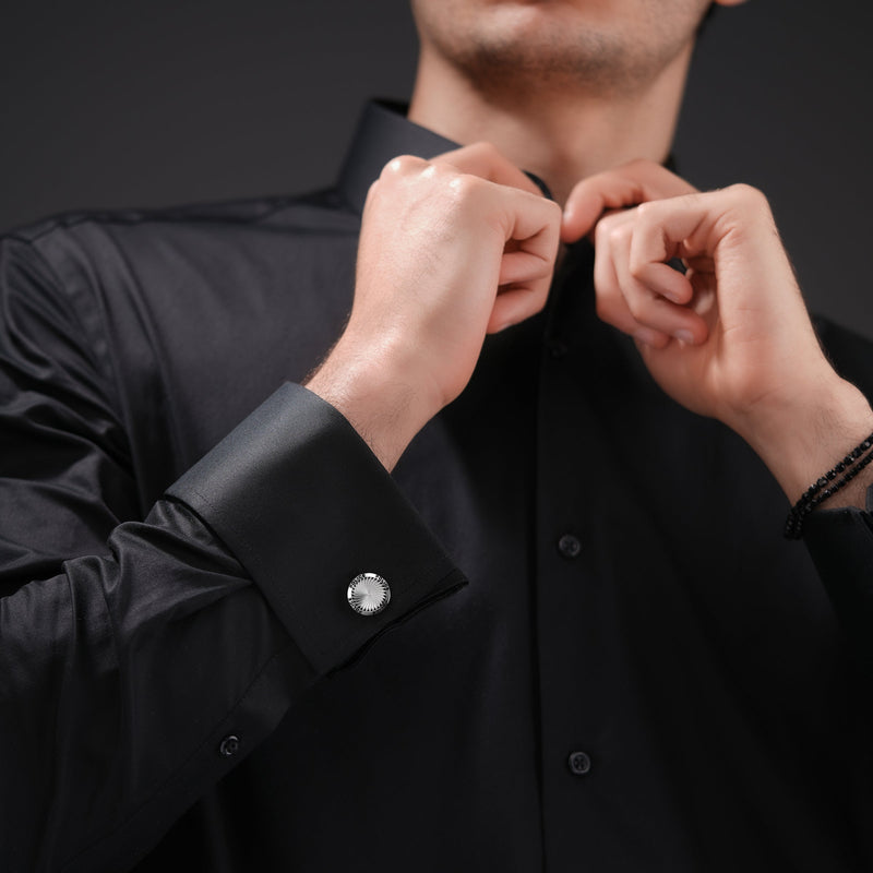 Police Herren Manschettenknöpfe Silber Metall - Manschettenknöpfe Herren - Hochzeit - Geschenk - Business - Mode