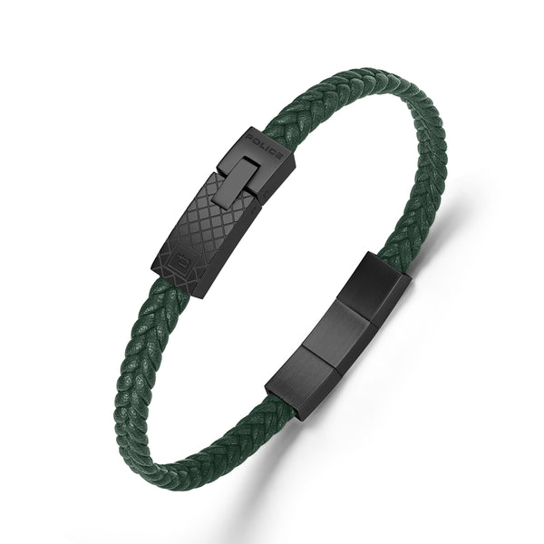 Police Men's Leather Bracelet Green Herrenarmband Lederarmband Schmuck Herren Leder Armband