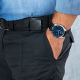 Orologio da uomo Swiss Military Hanowa analogico in pelle blu - cronografo al quarzo da uomo orologio da polso