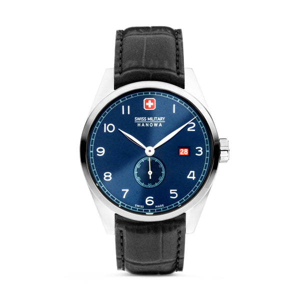 Orologio da uomo Swiss Military Hanowa analogico in pelle blu - cronografo al quarzo da uomo orologio da polso