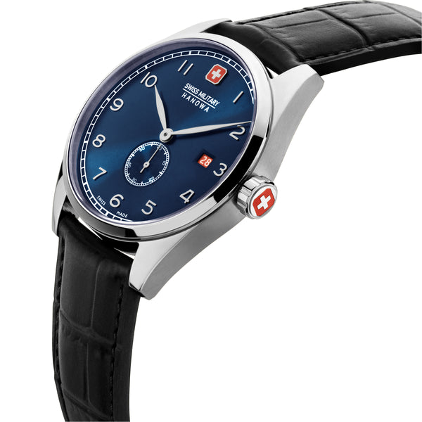 Orologio da uomo Swiss Military Hanowa analogico in pelle blu - cronografo al quarzo da uomo orologio da polso