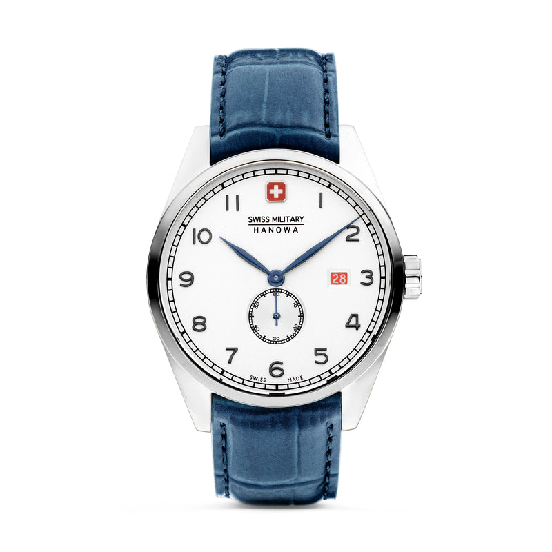 Swiss Military Hanowa Unisex Analog Wrist Watch Leather Blue 40mm Men's Watch Women's Watch Swiss Watch Chronograph