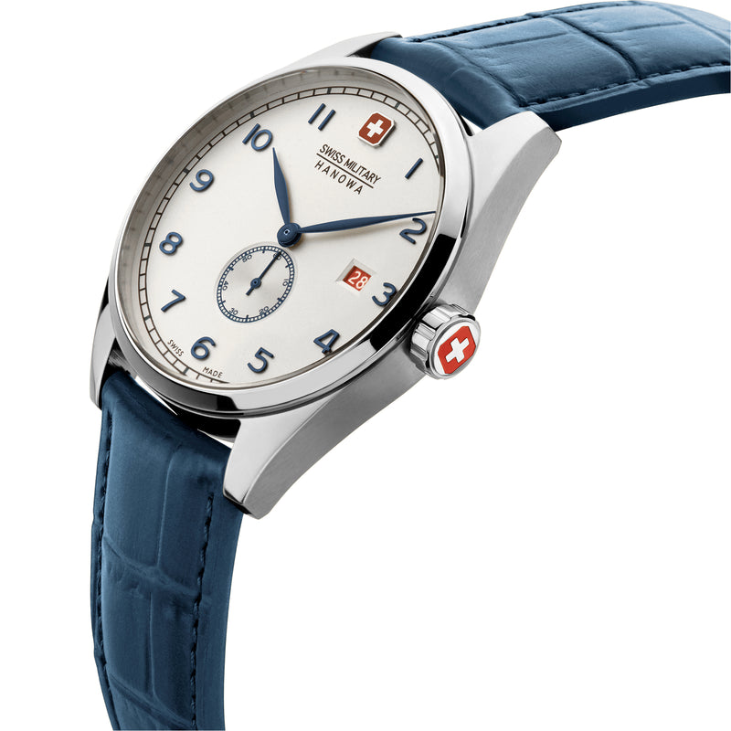 Swiss Military Hanowa Unisex Analog Wrist Watch Leather Blue 40mm Men's Watch Women's Watch Swiss Watch Chronograph