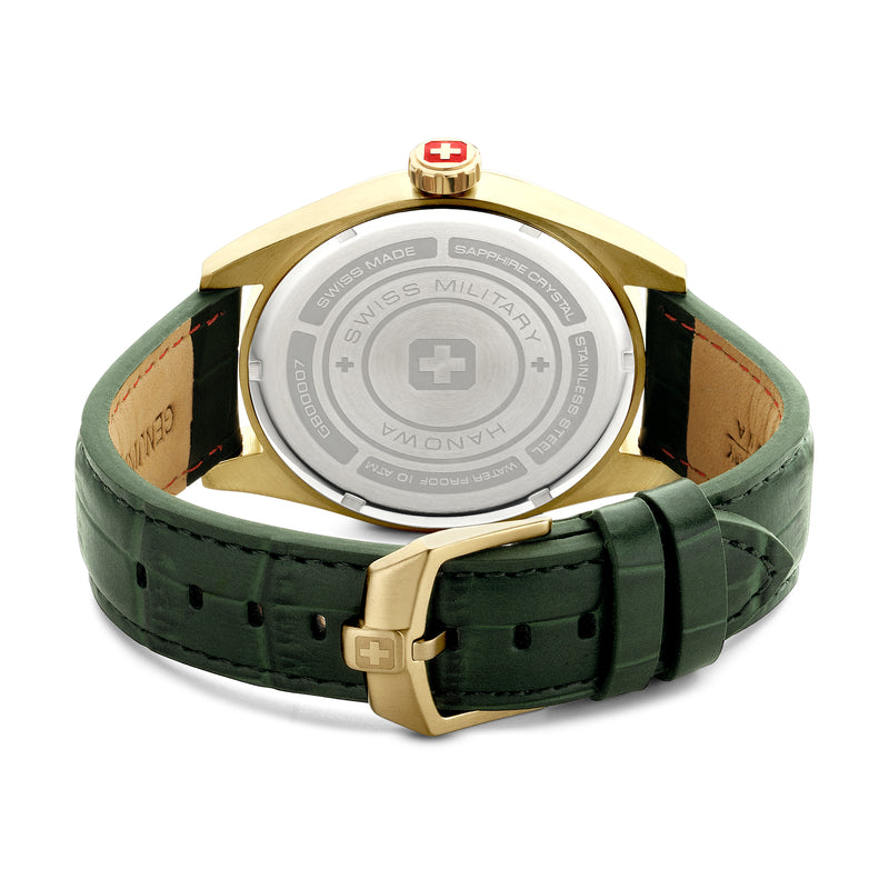 Orologio da uomo Swiss Military Hanowa analogico in pelle verde oro 40 mm cronografo da uomo