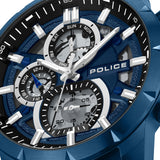Orologio da uomo Police Cronografo Blu 44 mm Orologio da uomo in acciaio inossidabile/silicone Orologio sportivo con bracciali